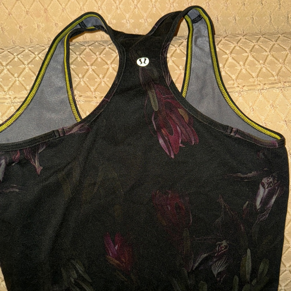 Lululemon Black and Purple Floral Racerback Tank Top EUC - Picture 5 of 7